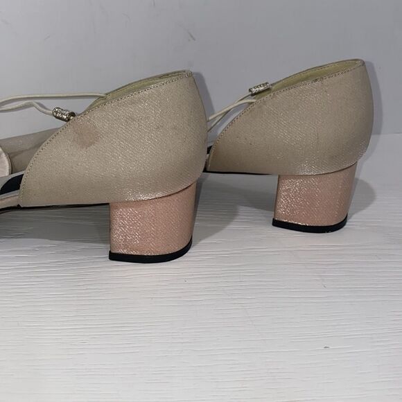 Stuart Weitzman Tubex Oyster Sparkle Lame Rhinestone Trim Shoes Size 8 - Picture 14 of 15
